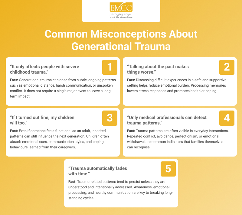 Infographic dispelling misconceptions about generational trauma and healing